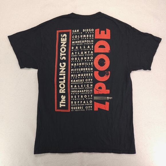 The Rolling Stones Zip Code Band Crew Neck T Shirt Mens Size Large L Black - Picture 9 of 9